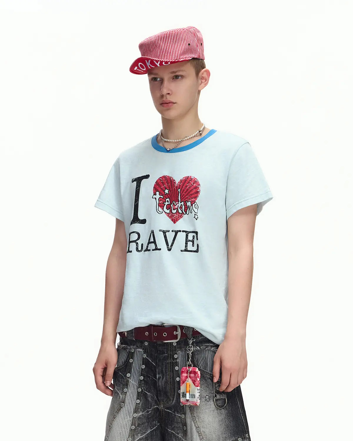 EMO “I Love Techno” Slub Print Tee Blue
