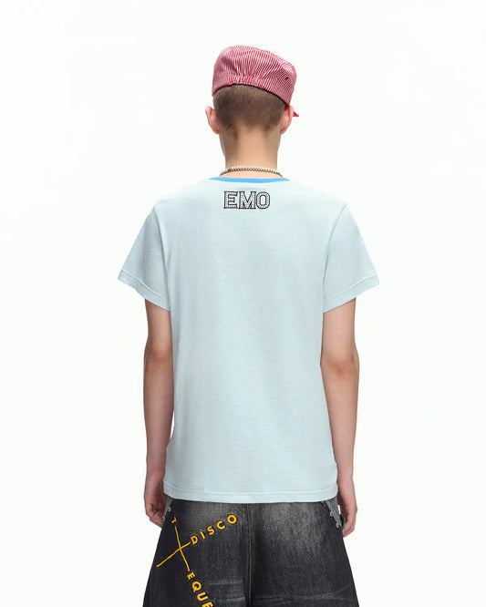 EMO “I Love Techno” Slub Print Tee Blue