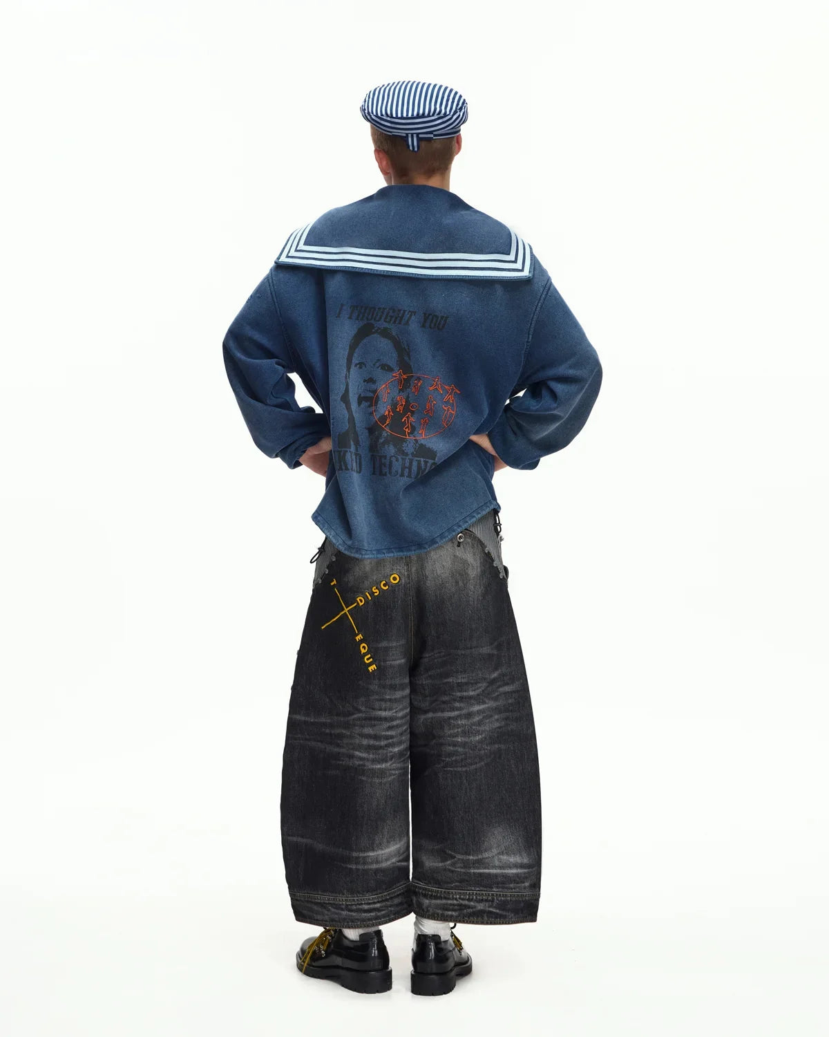 EMO Sailor-Collar Double-Zip Sweatshirt Jacket