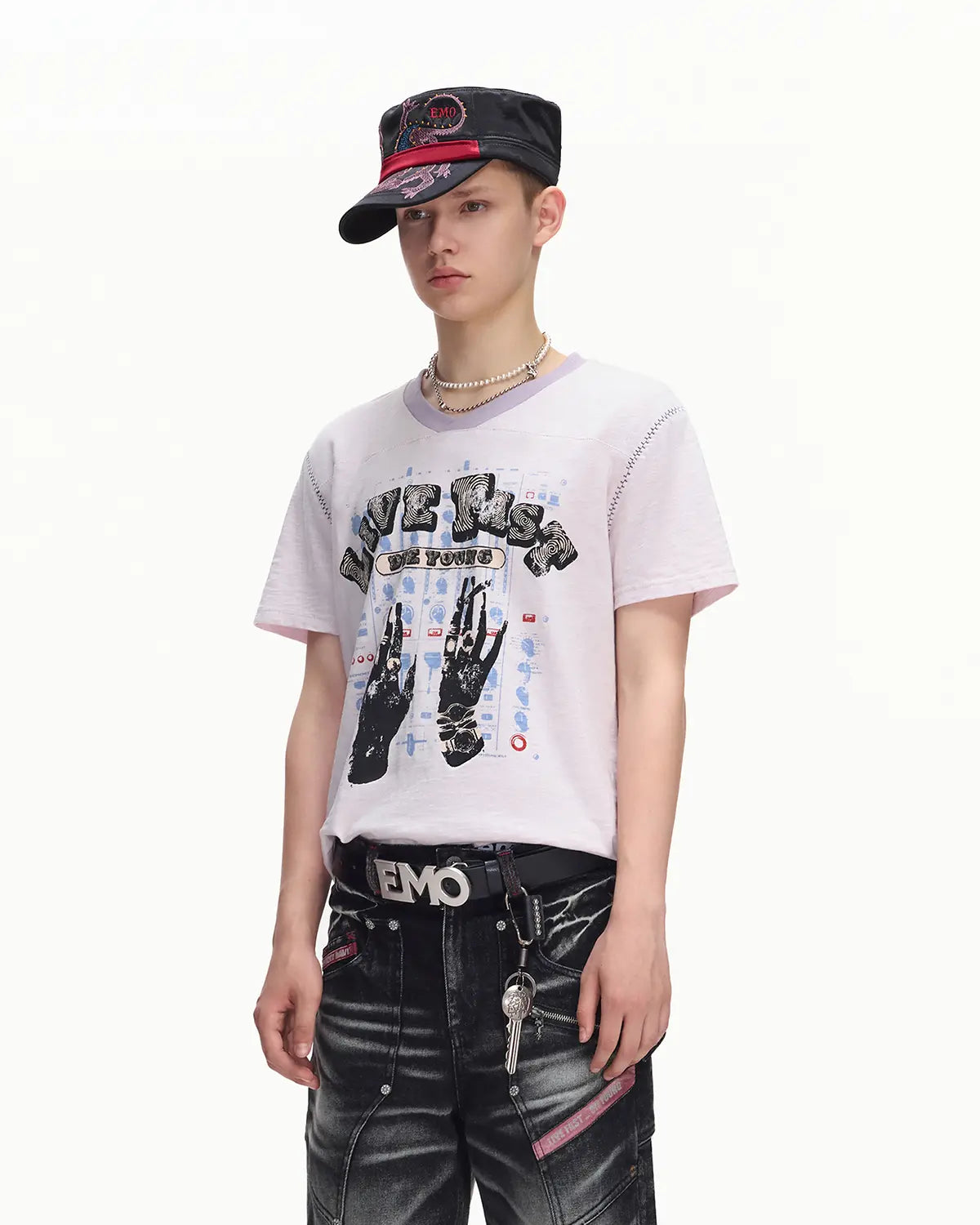 EMO Vintage Washed V-Neck Tee