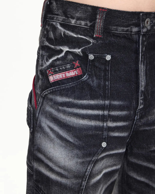 EMO Red Stitch Vintage Wash Slim Jeans