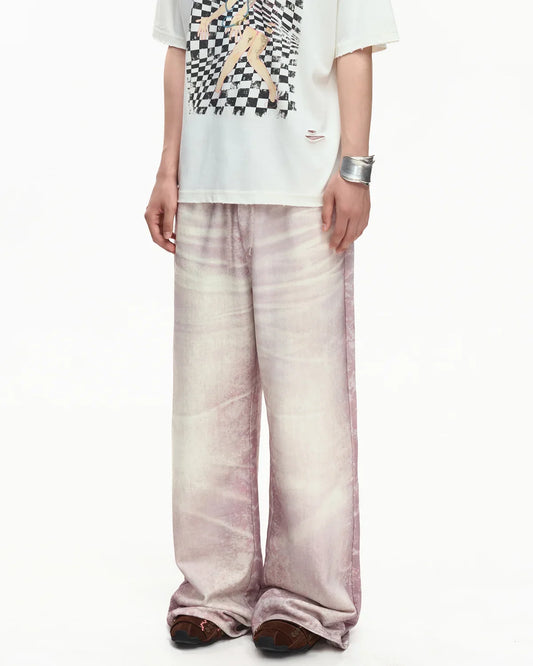 EMO Trompe-L'œil Print Sweatpants Pink