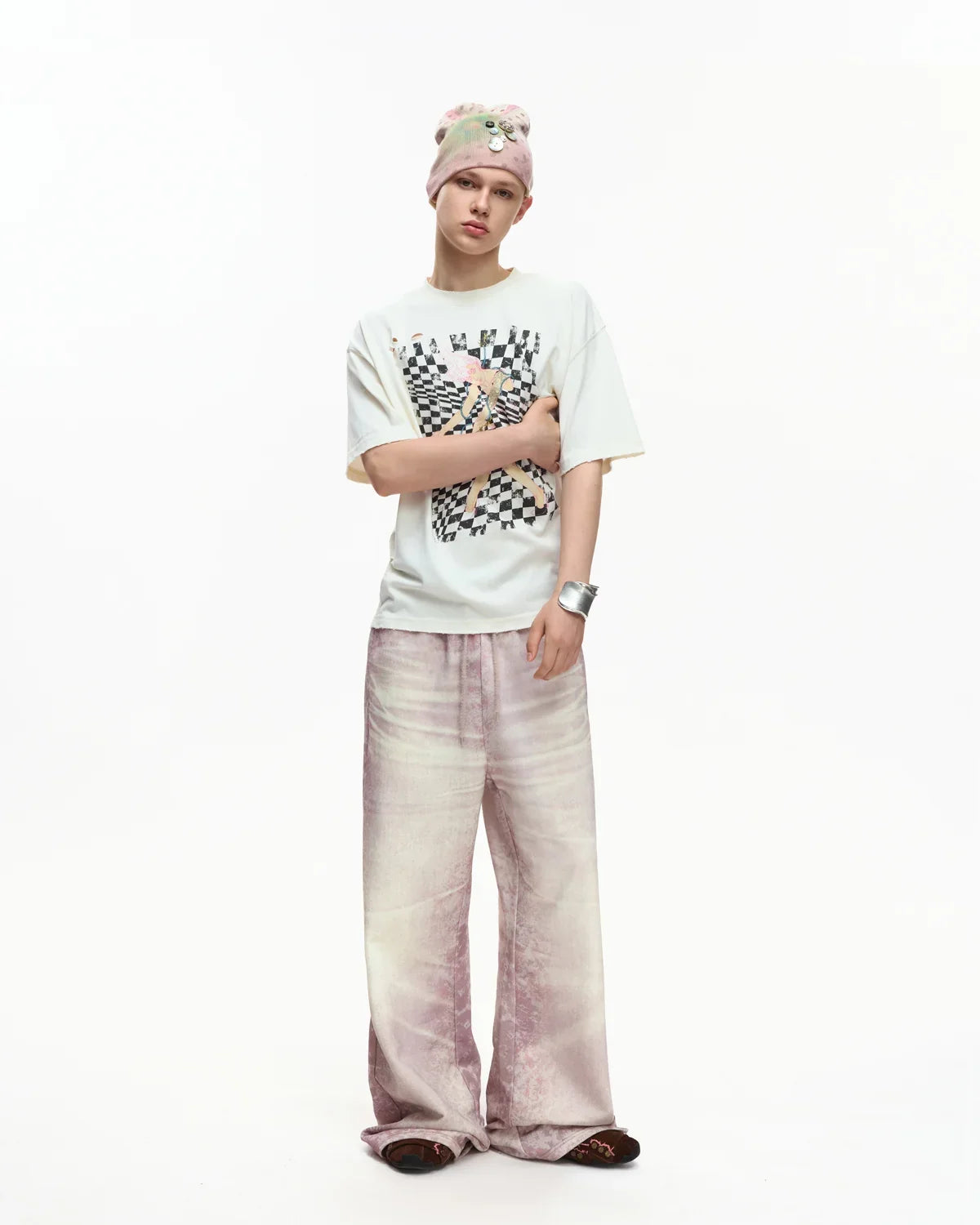 EMO Trompe-L'œil Print Sweatpants Pink