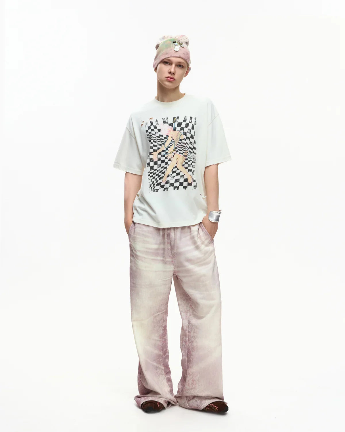EMO Trompe-L'œil Print Sweatpants Pink