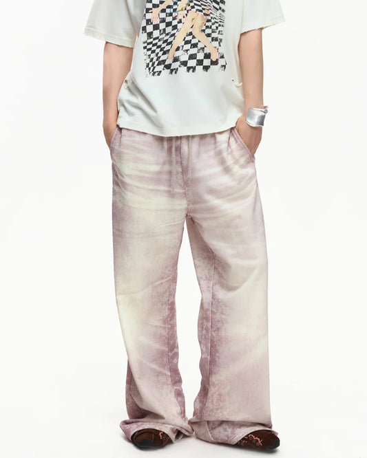 EMO Trompe-L'œil Print Sweatpants Pink
