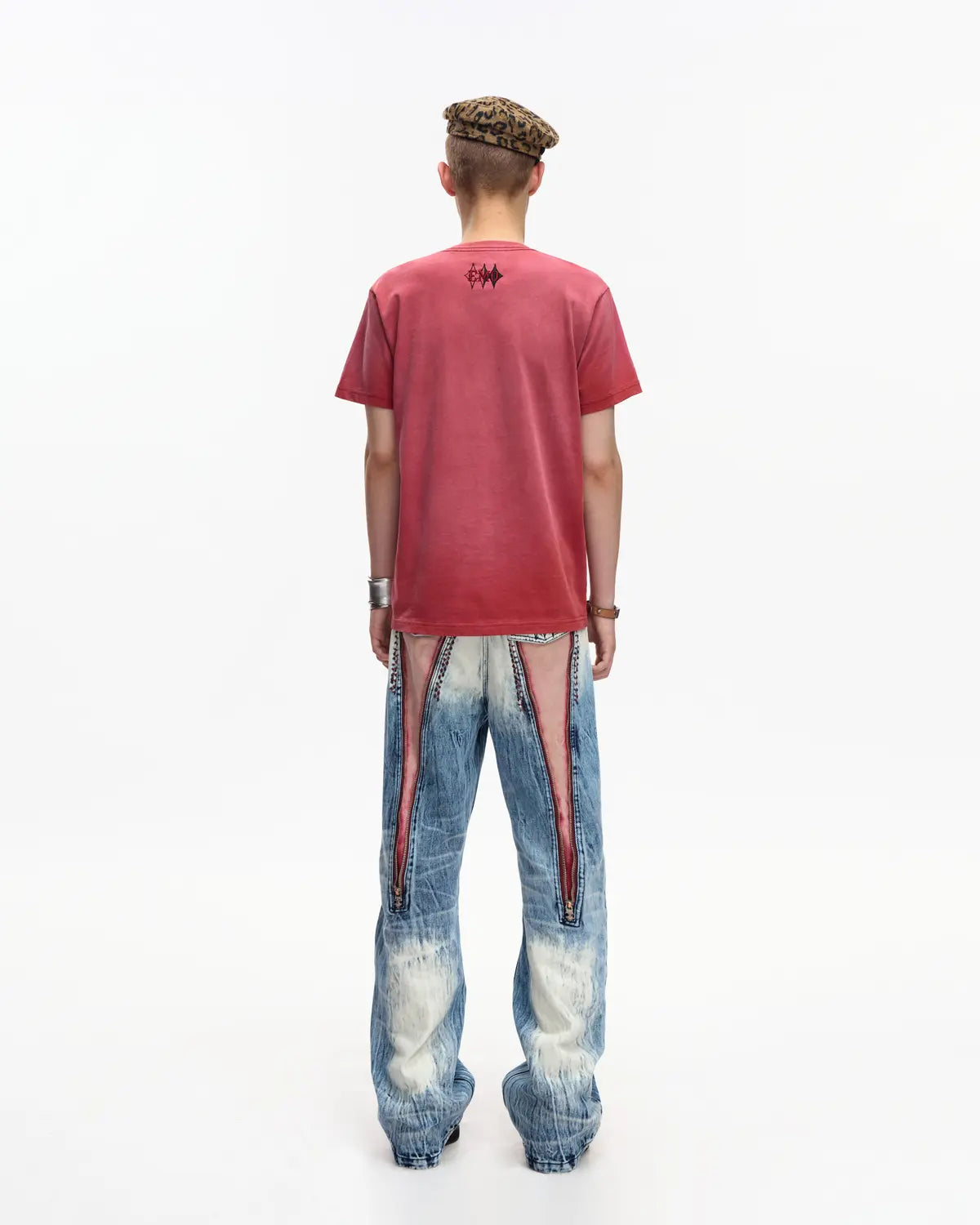 EMO 265g Faded Tiger Mirror Slim Tee Red