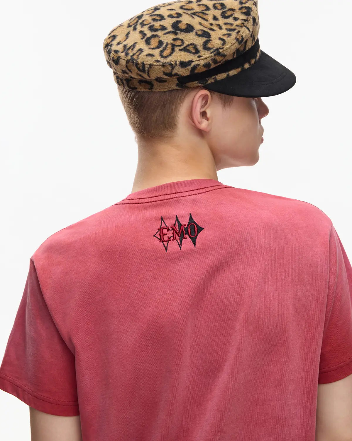 EMO 265g Faded Tiger Mirror Slim Tee Red