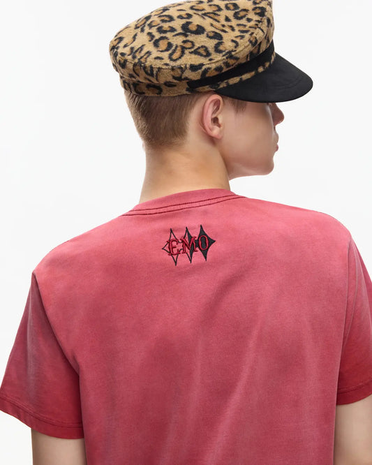 EMO 265g Faded Tiger Mirror Slim Tee Red