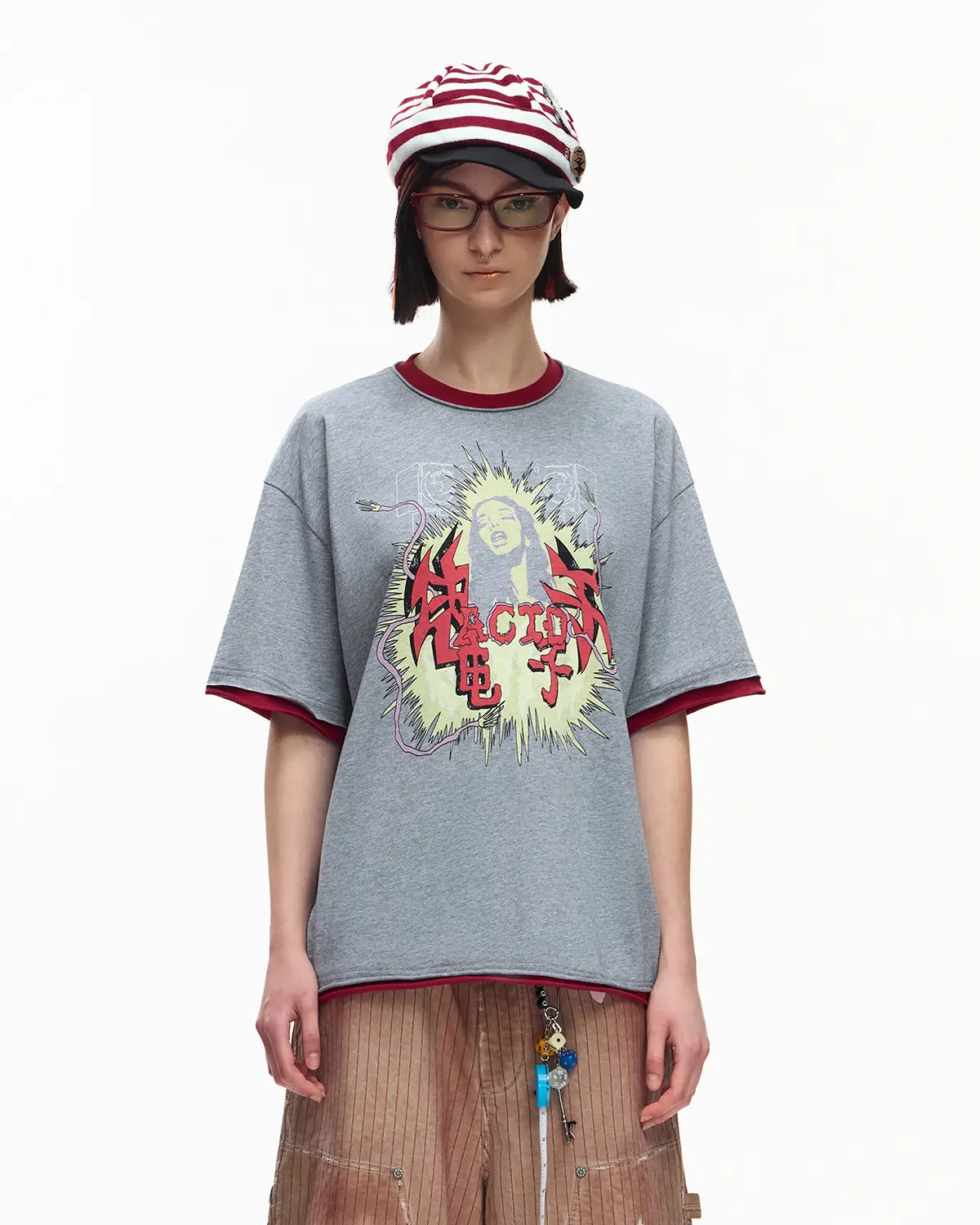 EMO Fake Layer Cropped Box Tee Grey