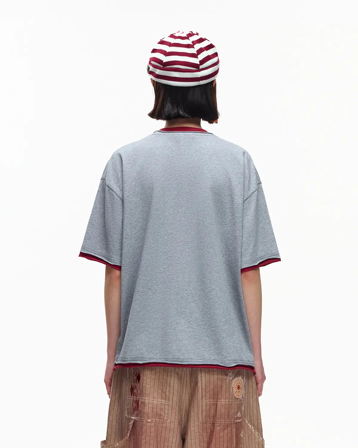EMO Fake Layer Cropped Box Tee Grey