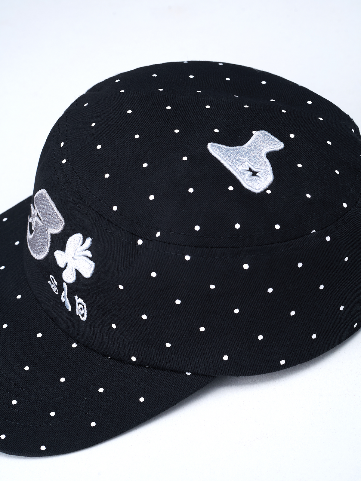 SANB Polka Dot Embroidered Pillbox Hat