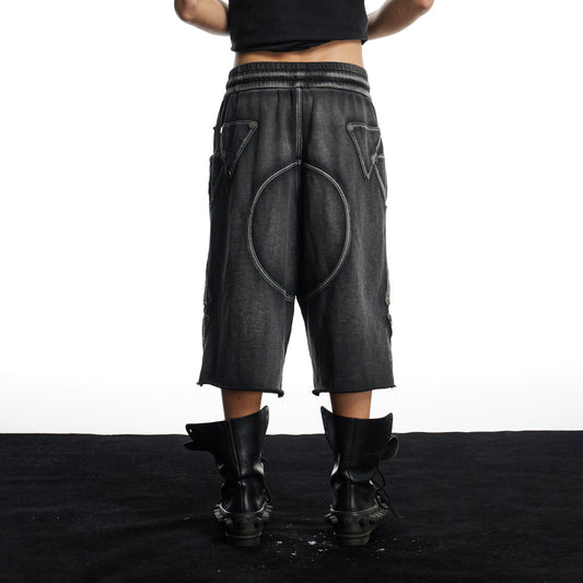 DND4DES Washed Geometric Panel Shorts