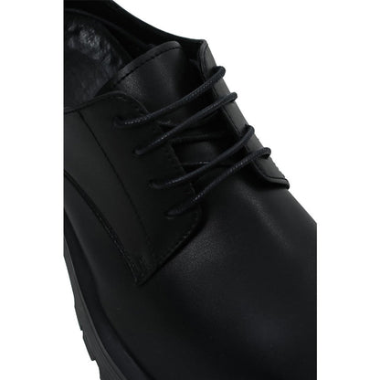Squared Black Platform Chunky Derby Shoes
