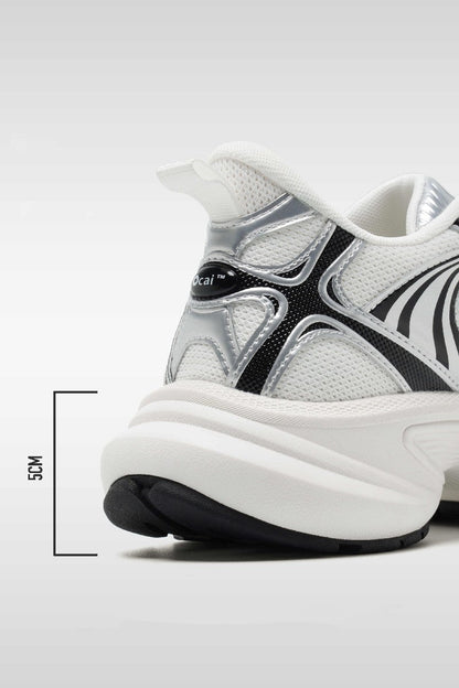 Silver White Disk Runtech Sneakers