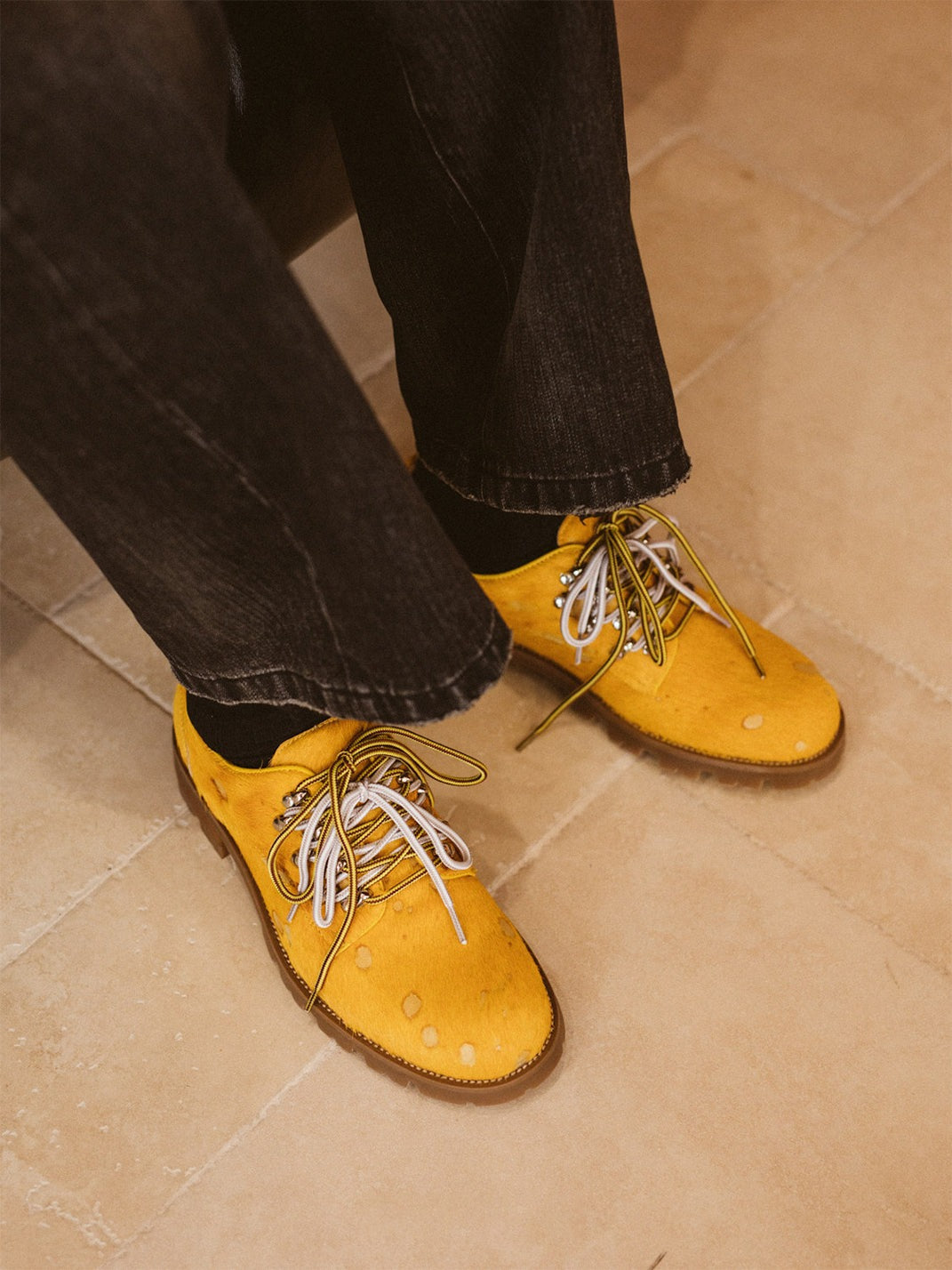 Spotted Pony-Hair Leather Derby Shoes