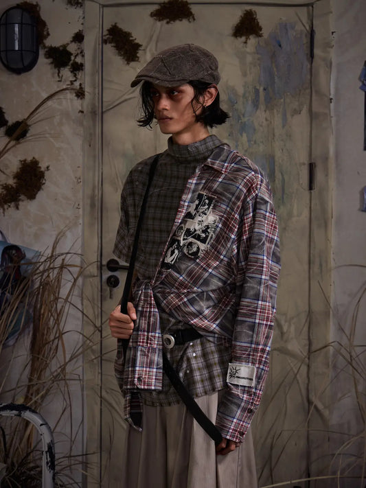 EMO"Distortion Plaid" Oversized Shirt