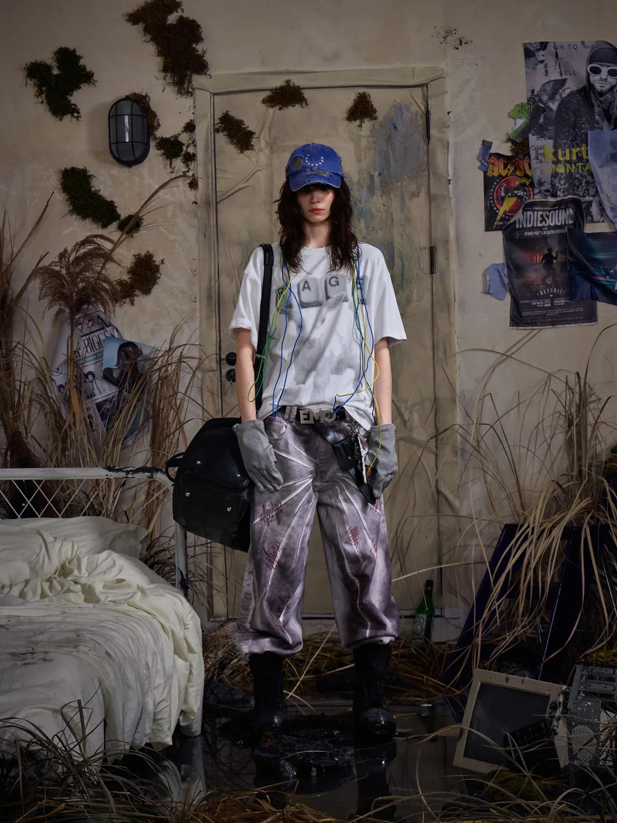 EMO "Cyber Bruise" Distressed A-Line Jeans