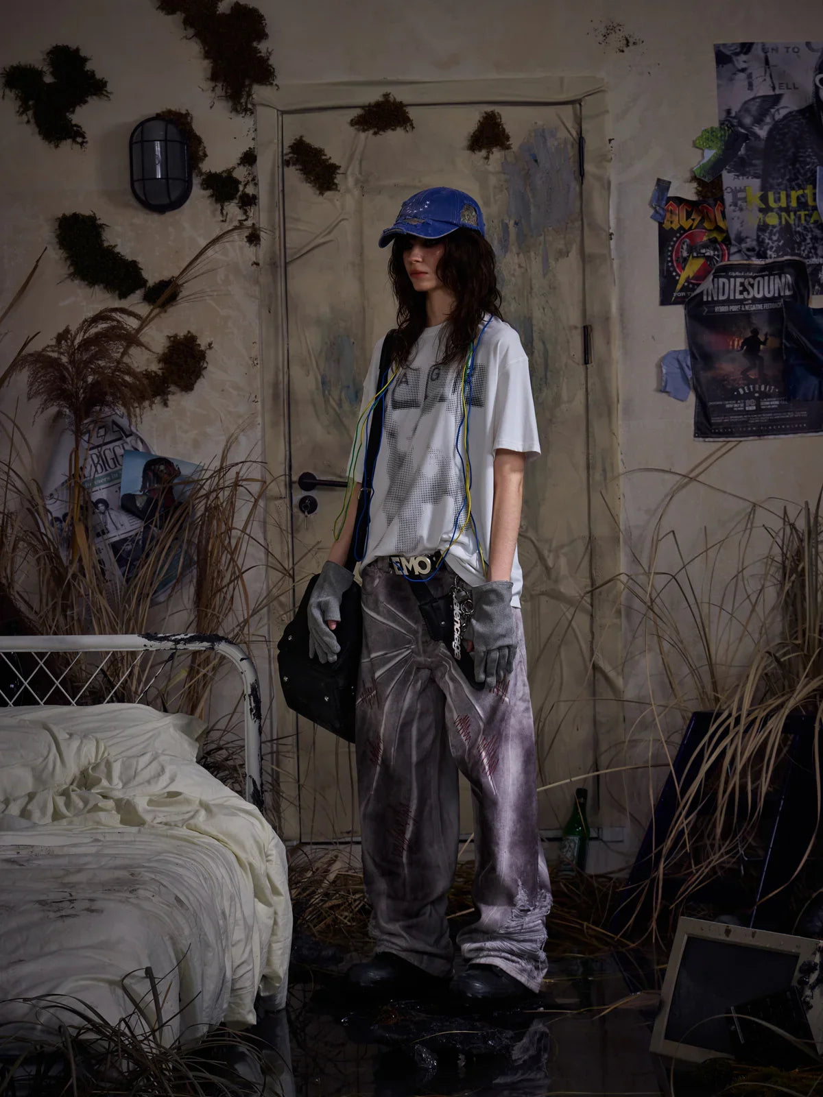 EMO "Cyber Bruise" Distressed A-Line Jeans