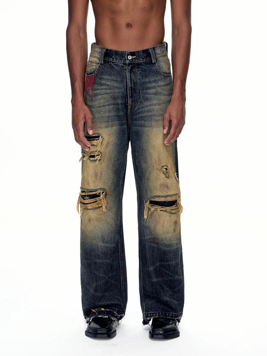EMO "Keyboard Warrior" Distressed Straight Jeans