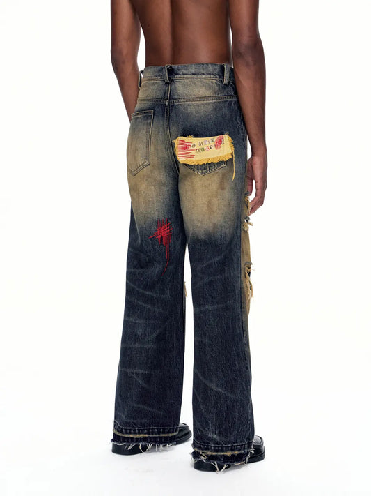 EMO "Keyboard Warrior" Distressed Straight Jeans