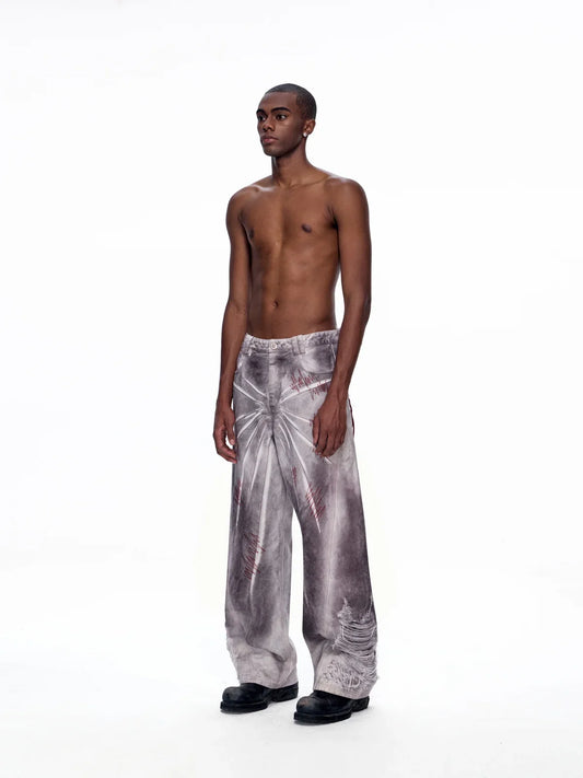 EMO "Cyber Bruise" Distressed A-Line Jeans