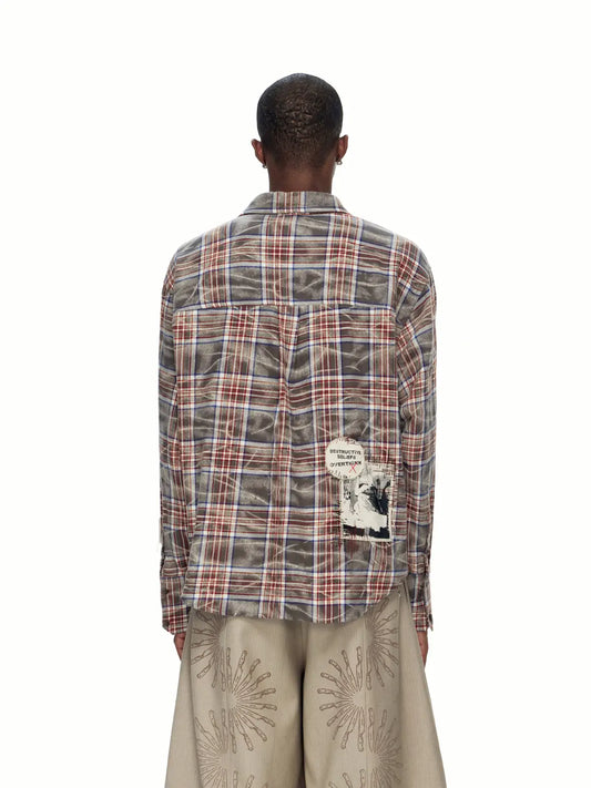 EMO"Distortion Plaid" Oversized Shirt