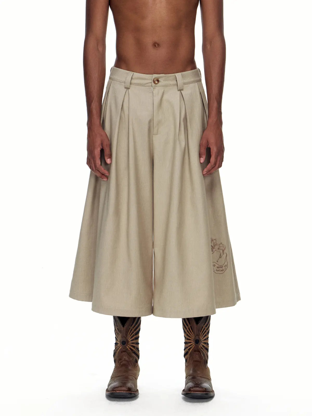 EMO "Filtered Words" Wide Leg Trousers