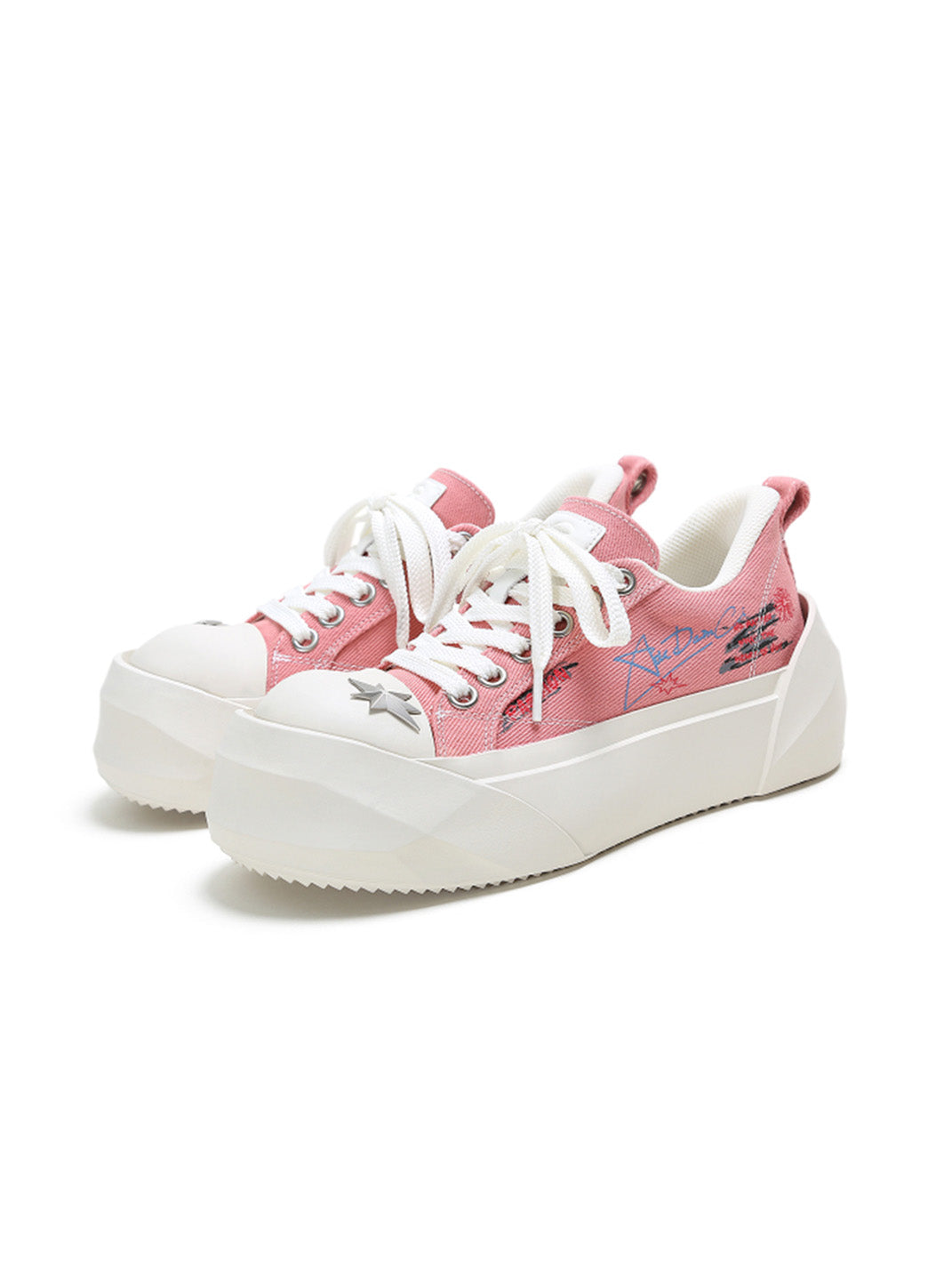 Graffiti Print Canvas Platform Sneakers