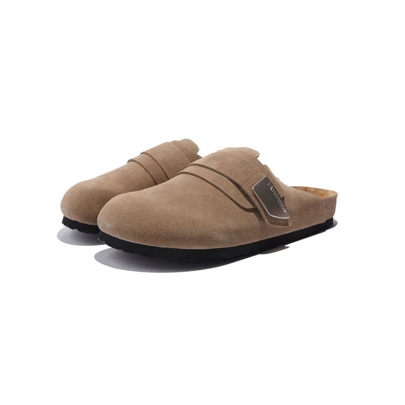 Closed-Toe Leather Mule Sandals