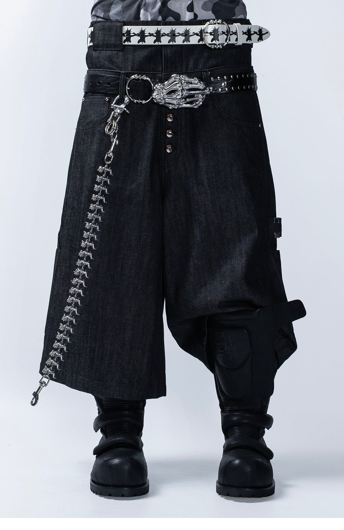 FVVO Skeleton Hand & Spikes Leather Belt