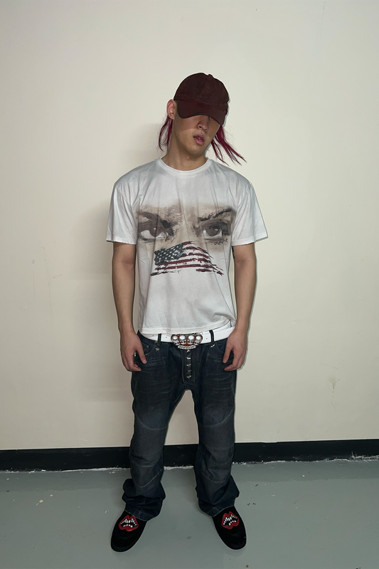 TECNINEGROUP Washed Distressed Eye Graphic T-Shirt