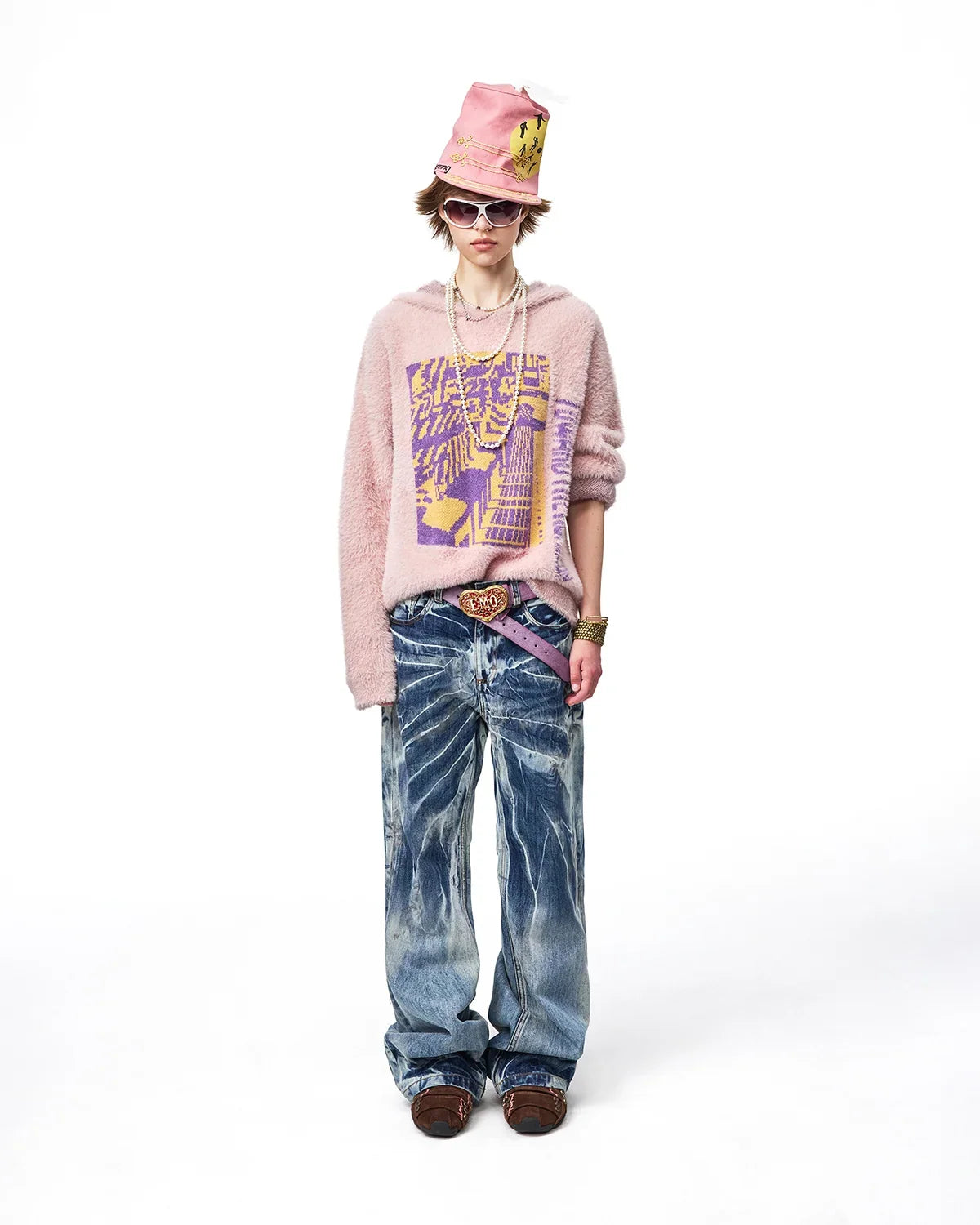 EMO Train Jacquard Faux-Mink Hoodie