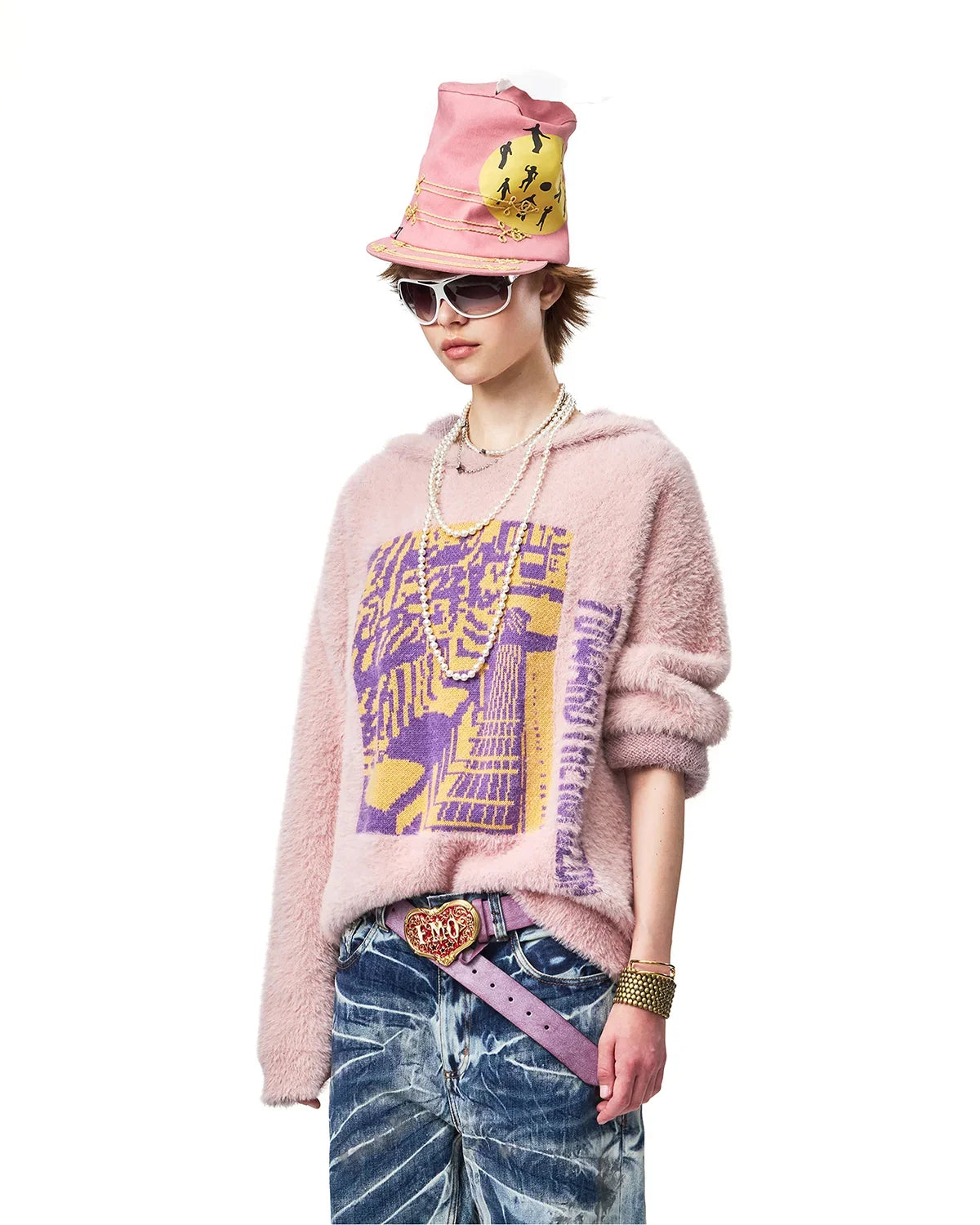 EMO Train Jacquard Faux-Mink Hoodie