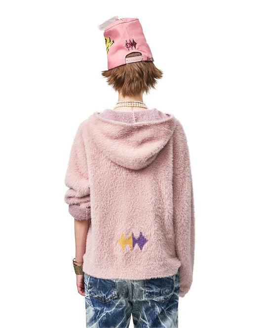EMO Train Jacquard Faux-Mink Hoodie