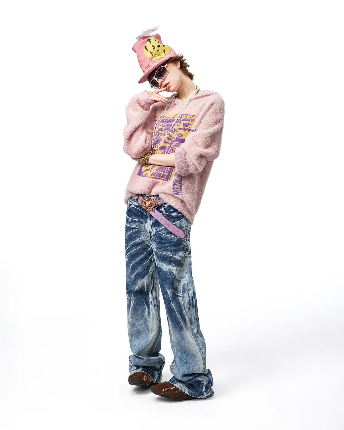 EMO Train Jacquard Faux-Mink Hoodie