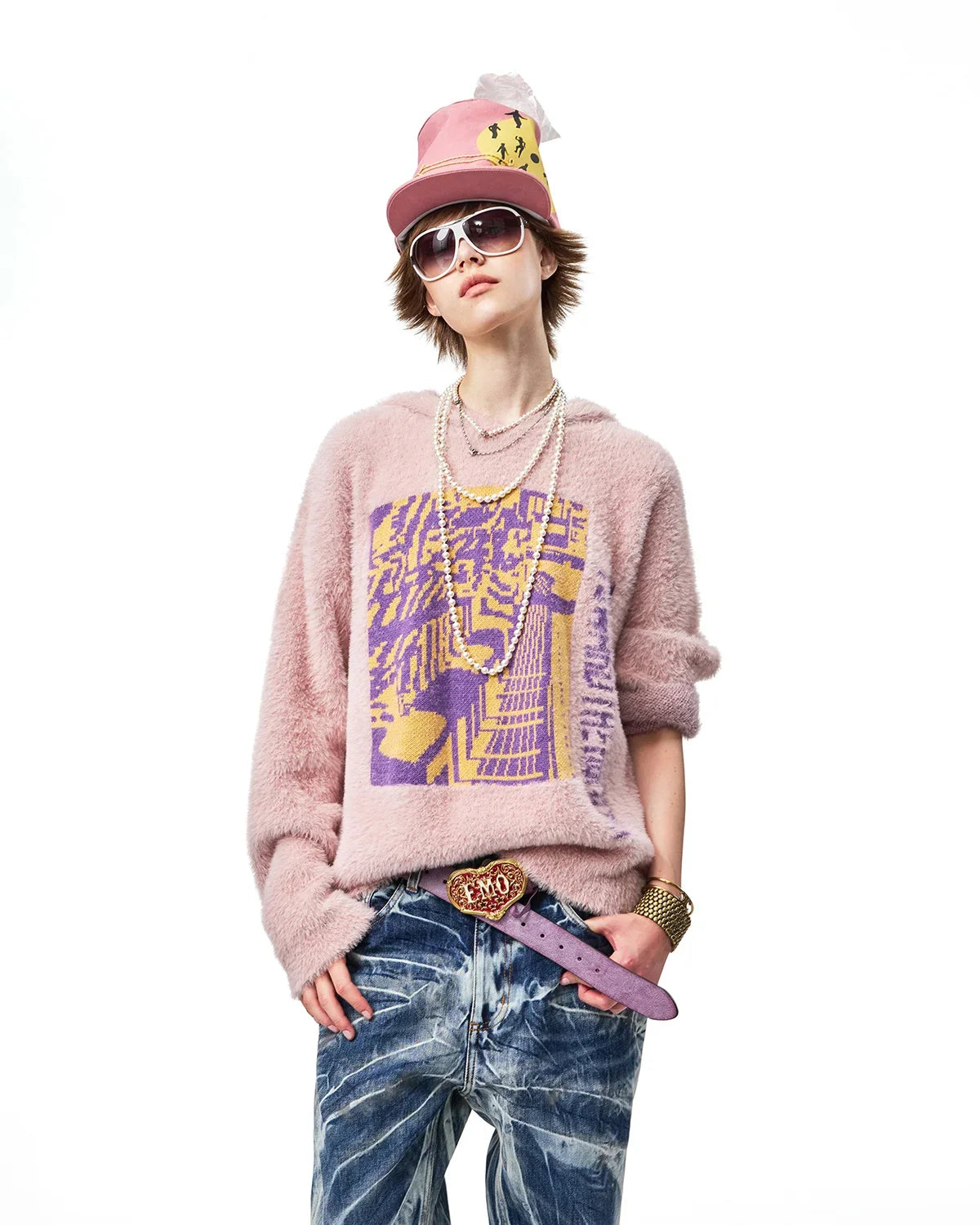 EMO Train Jacquard Faux-Mink Hoodie