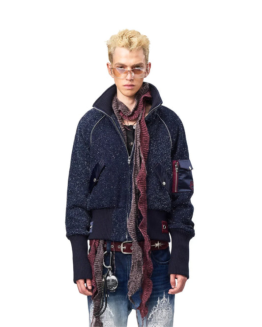 EMO Ribbed Collar Bomber Jacket