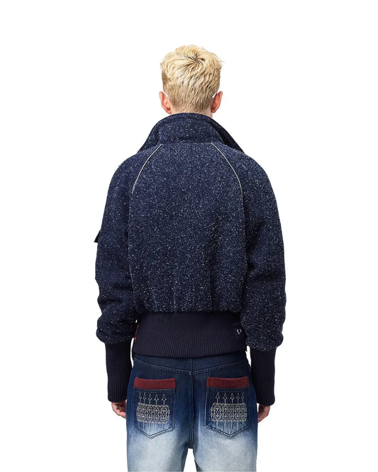 EMO Ribbed Collar Bomber Jacket