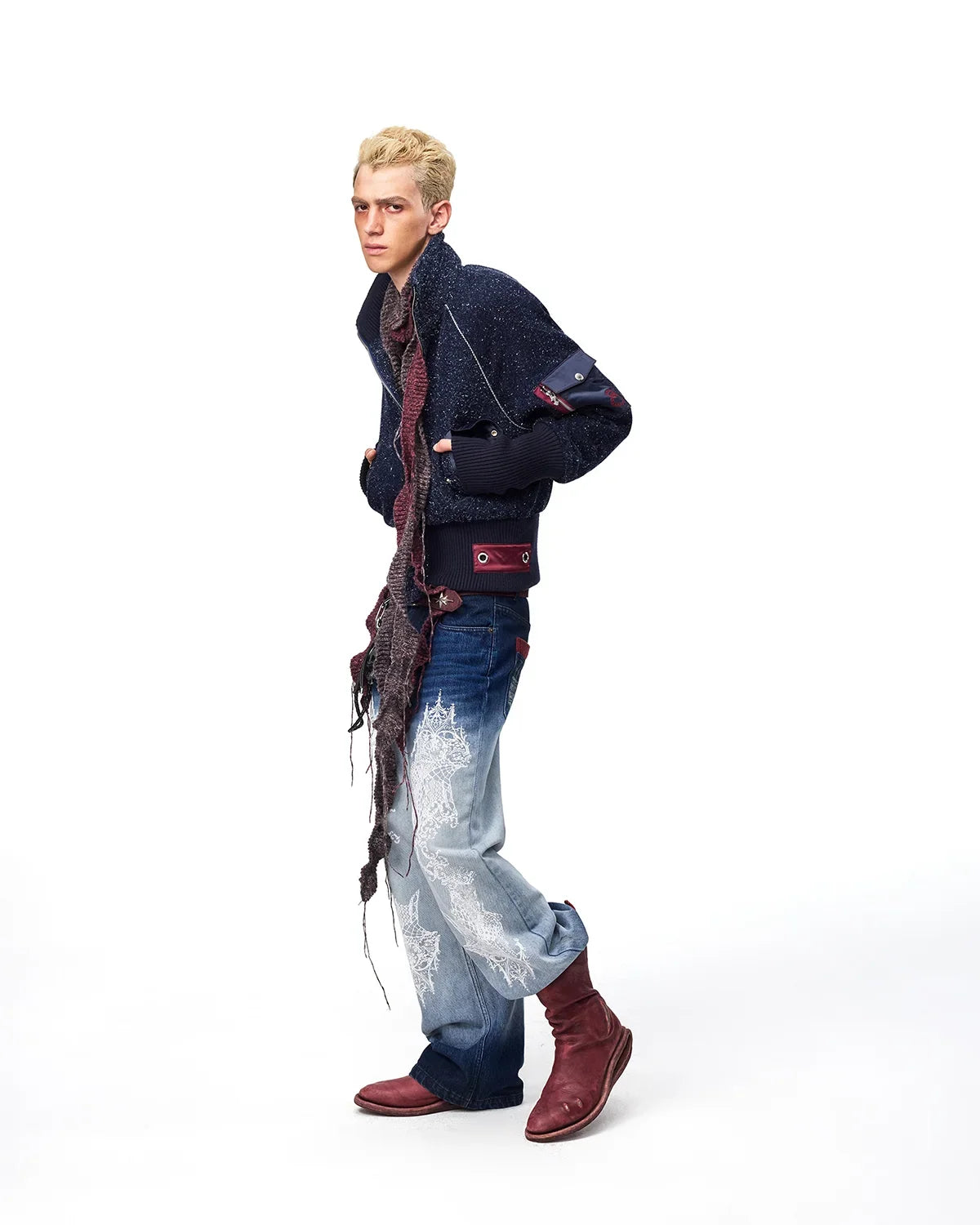 EMO Ribbed Collar Bomber Jacket