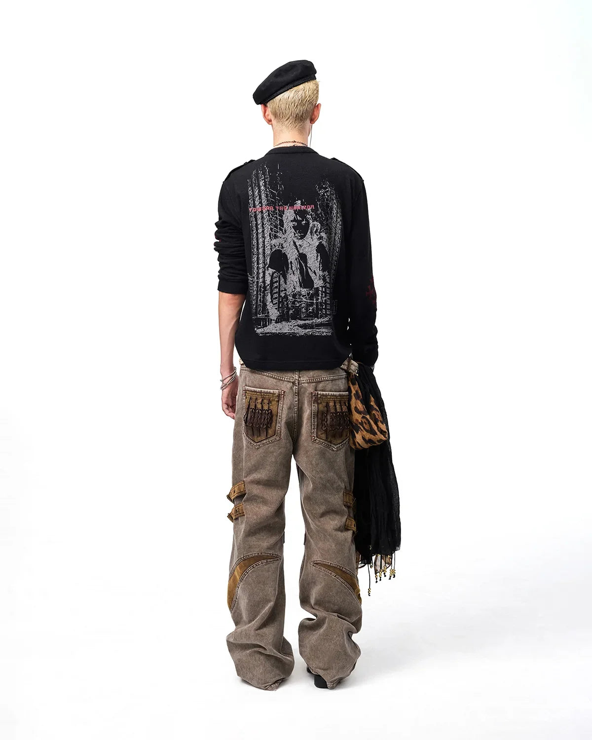 EMO Ruins Graphic Military T-Shirt Black