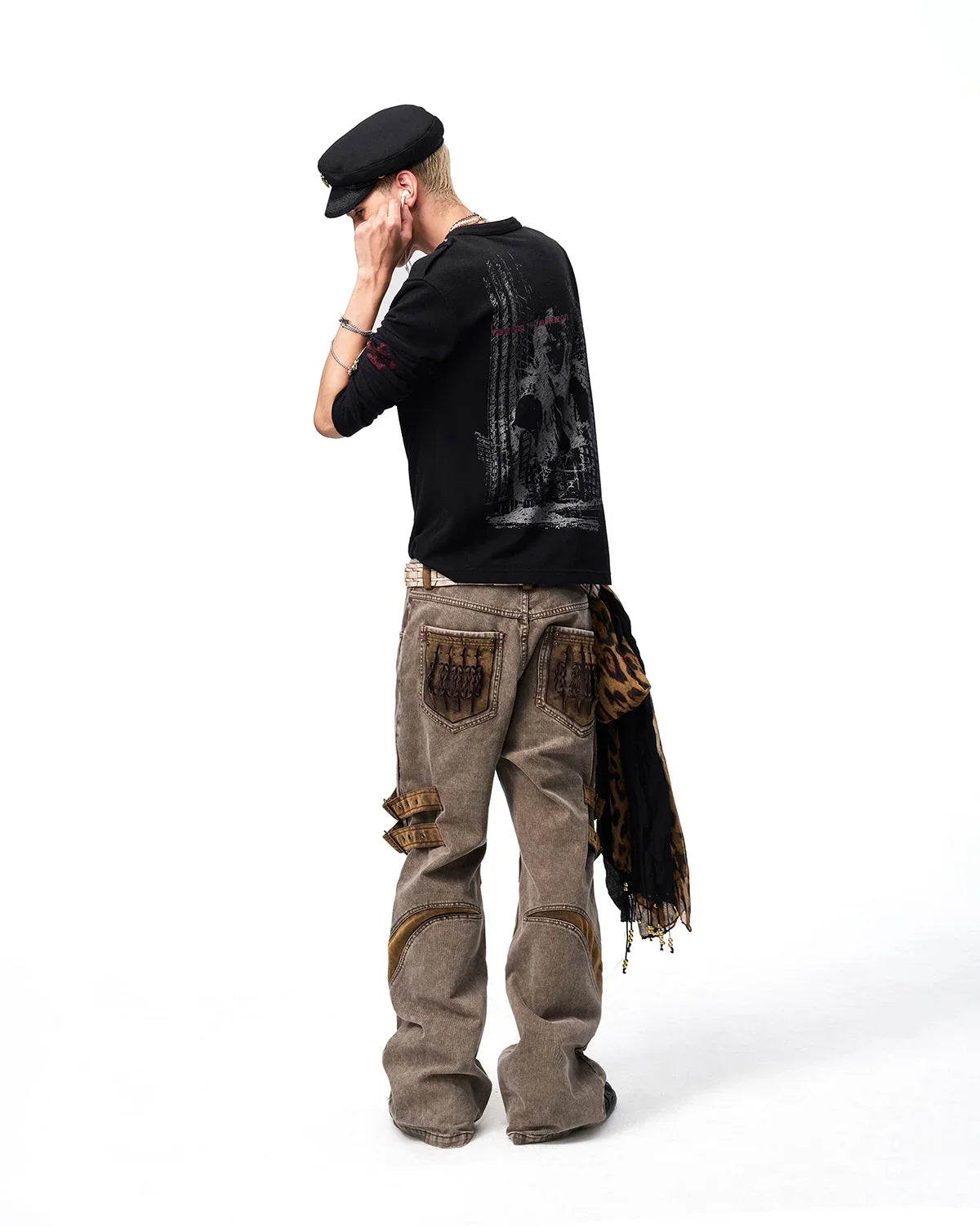 EMO Ruins Graphic Military T-Shirt Black