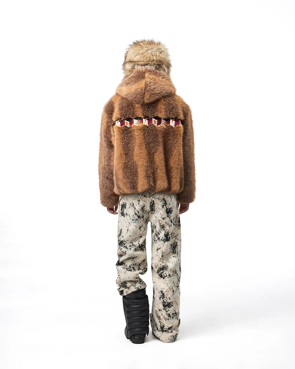 EMO Stand-Collar Hooded Faux-Fur Jacket