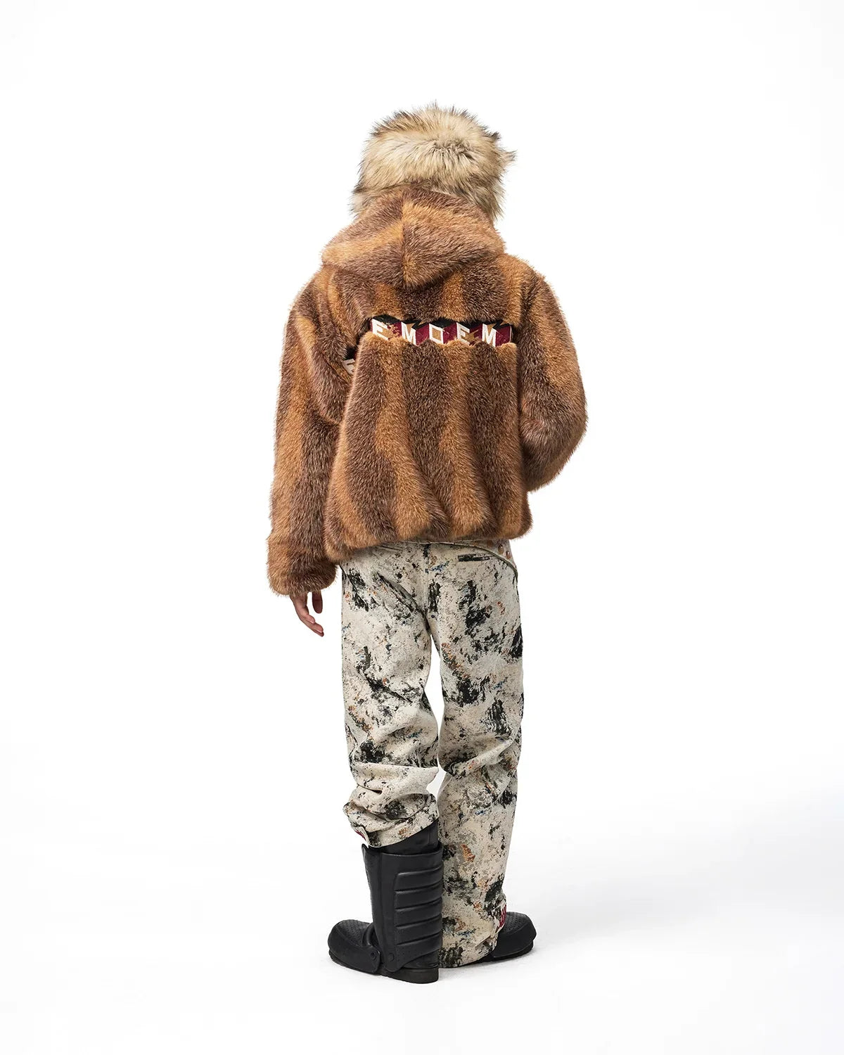EMO Stand-Collar Hooded Faux-Fur Jacket