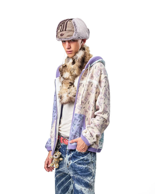 EMO Color-Blocked Waffle Hooded Sweatshirt