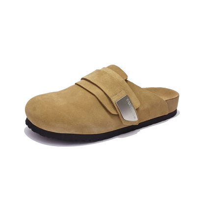 Closed-Toe Leather Mule Sandals