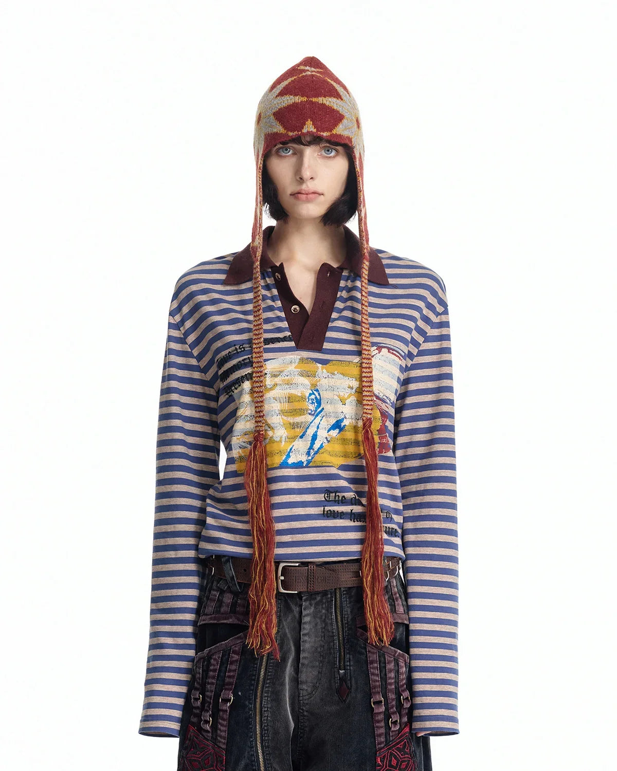 EMO "Retro Film Reel" Striped Knit Polo