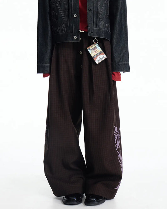 EMO Check-jacquard Wide Leg Trouser