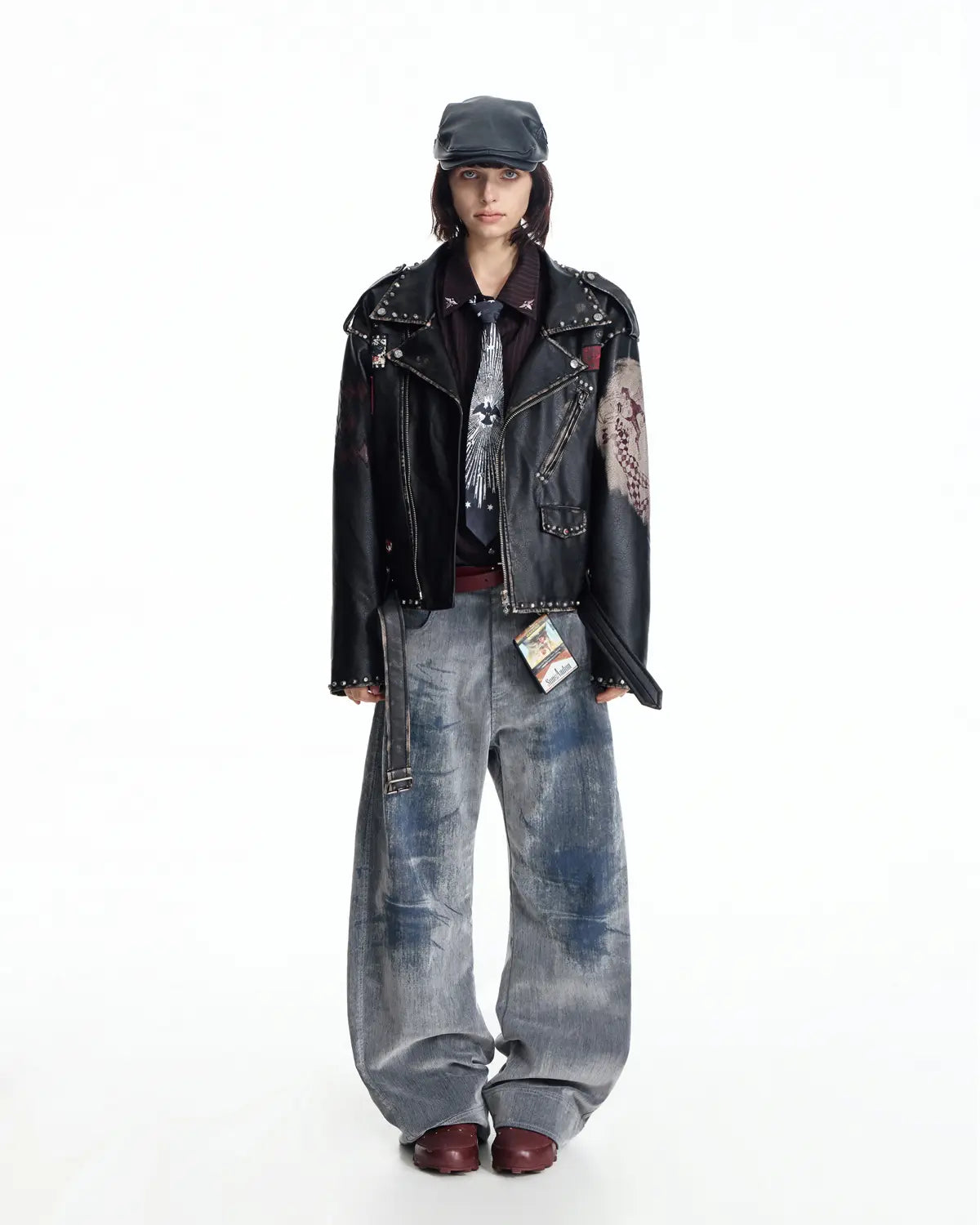 EMO Wash Studded Faux-Leather Jacket