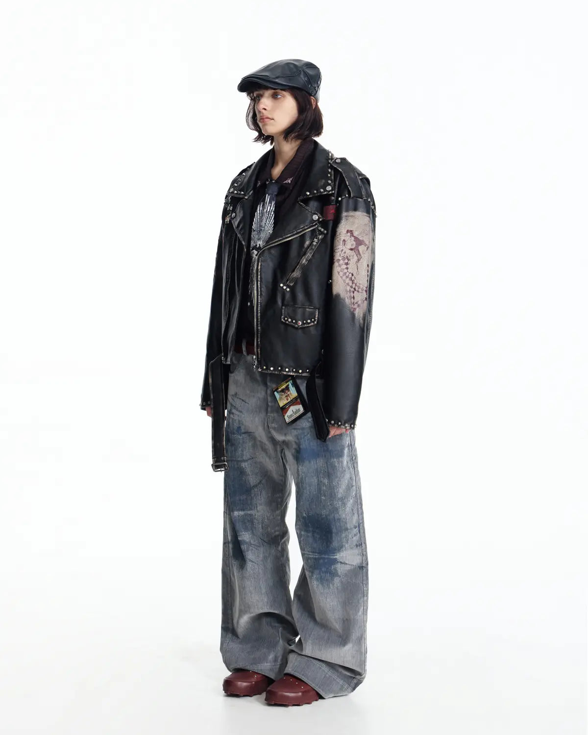 EMO Wash Studded Faux-Leather Jacket