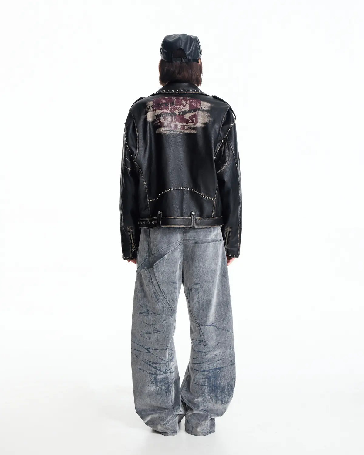 EMO Wash Studded Faux-Leather Jacket